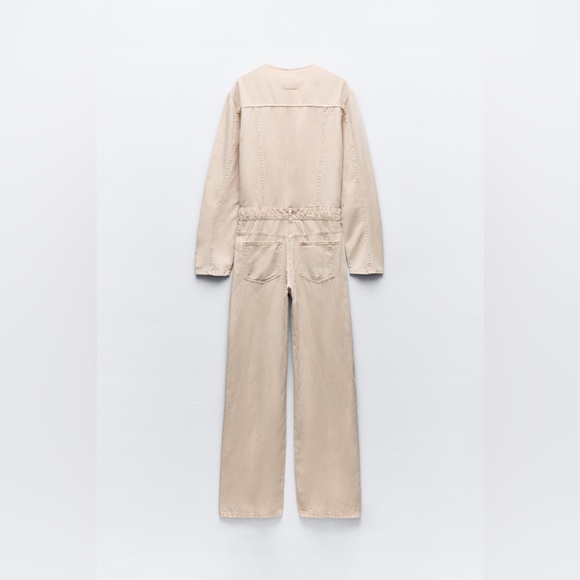 ZARA NWT LONG FLOWY LINEN BLEND JUMPSUIT - Picture 7 of 9